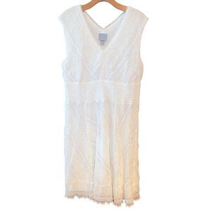 Rabbit Rabbit Rabbit Sz L White Lacey Wrap Fitted Summer Spring Classic Dress